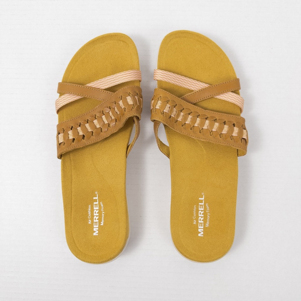 Merrell District Kempse Slide Slip On Sandals Womens 9 Gold Boho Granola Coastal